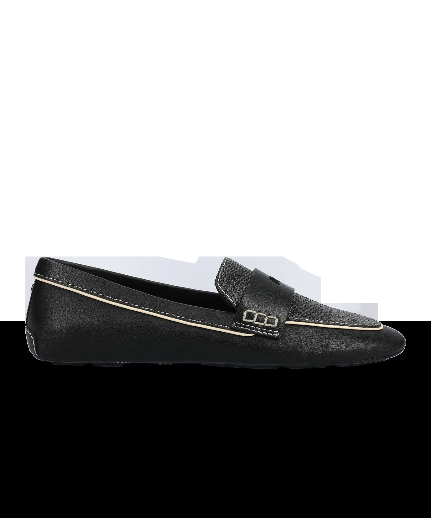 The Vesper Driver - Black Leather Raffia