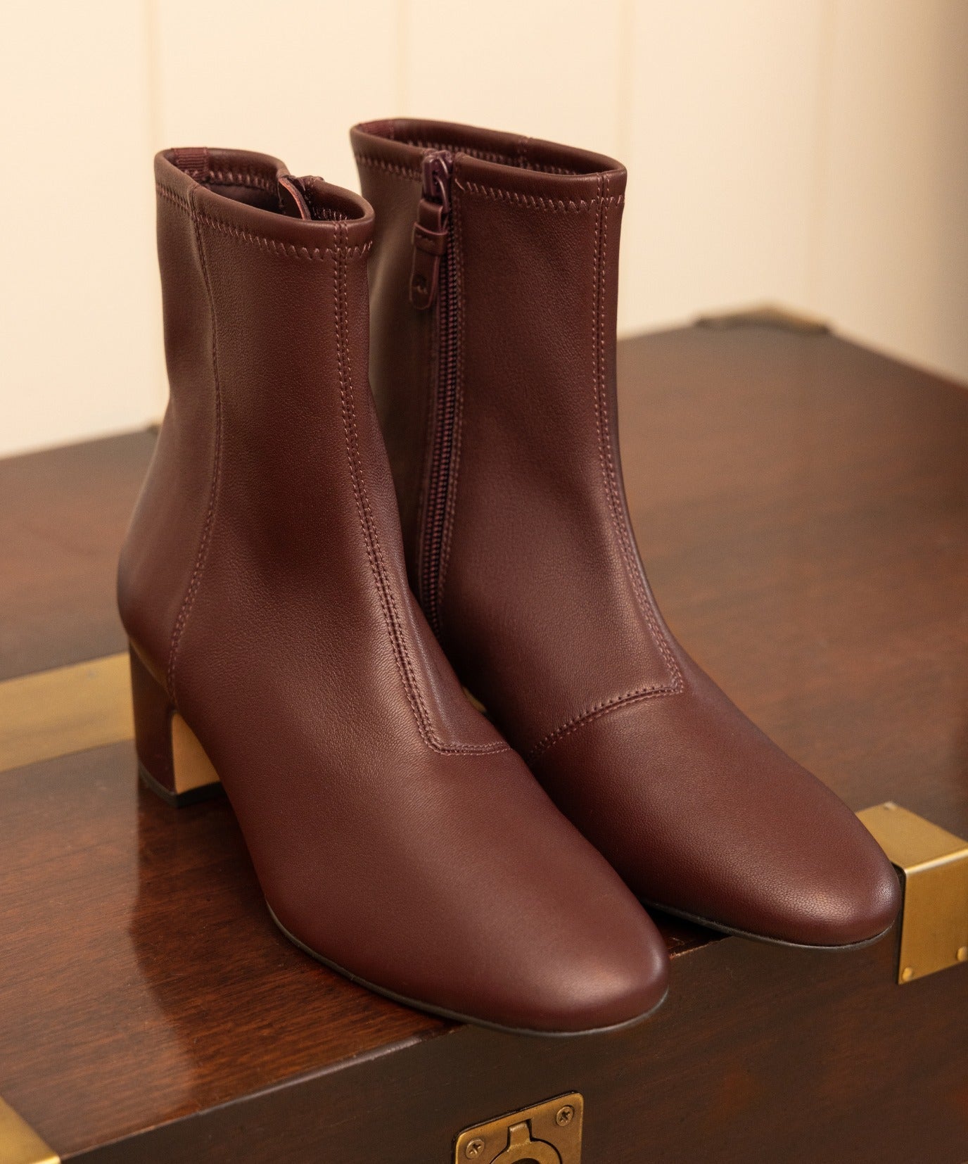 The Starling 50 Bootie - Burgundy Stretch Leather