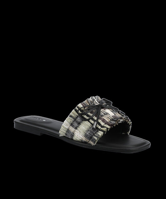 The Kiwi Bow - Black Multi Raffia