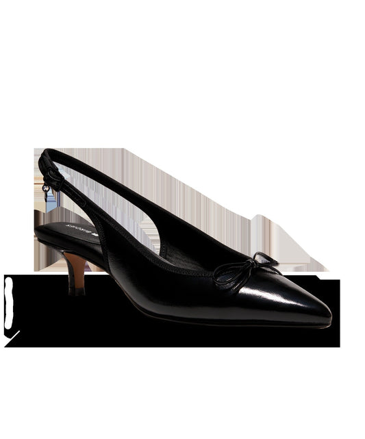 The Goldfinch Kitten Heel - Black Patent Leather