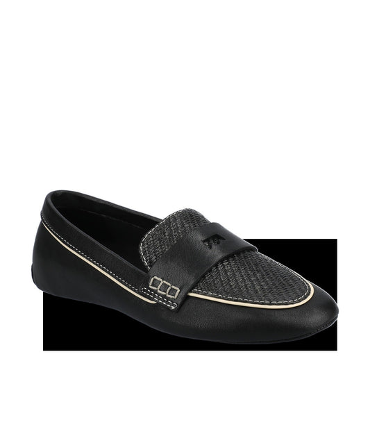 The Vesper Driver - Black Leather Raffia