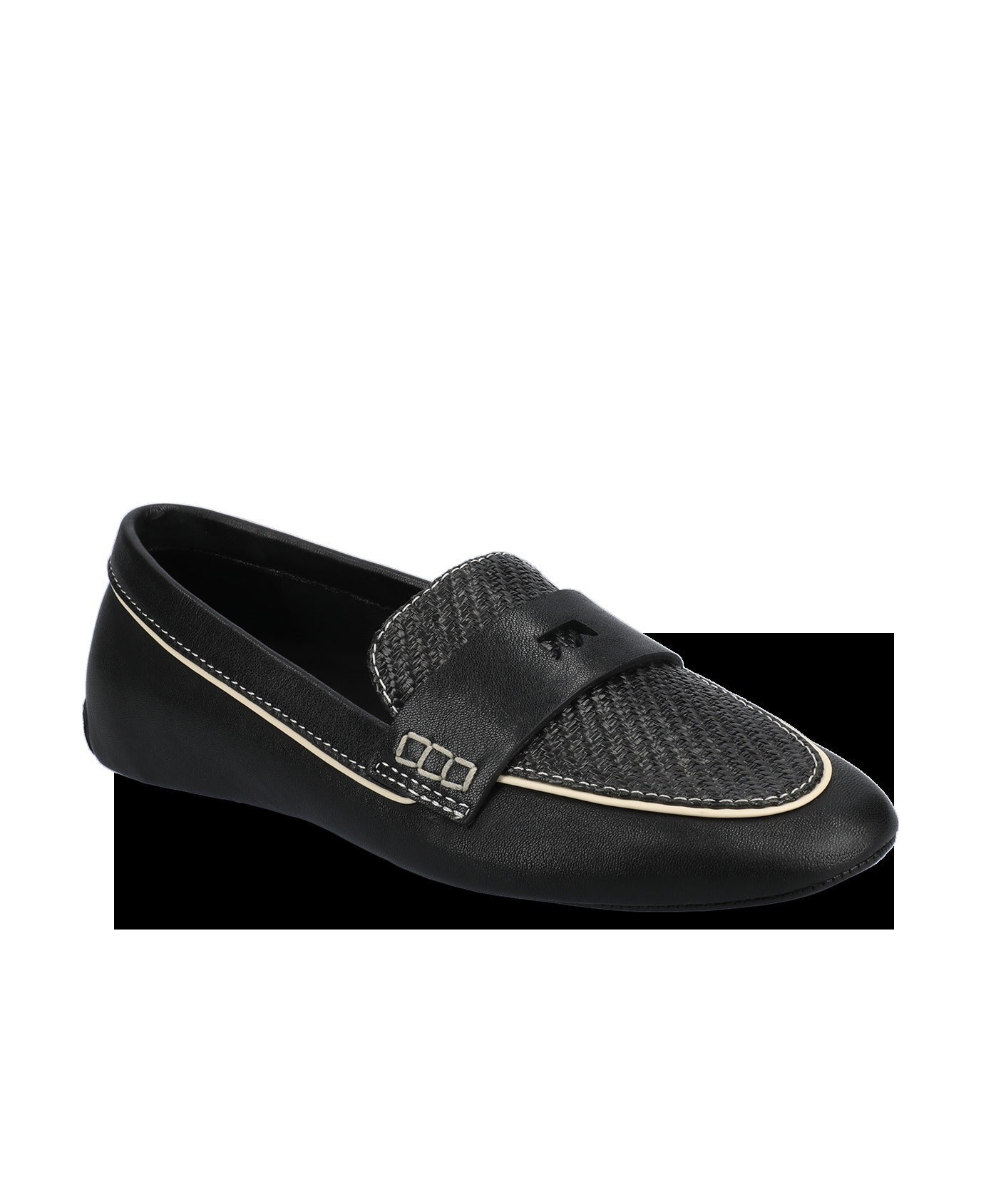 The Vesper Driver - Black Leather Raffia