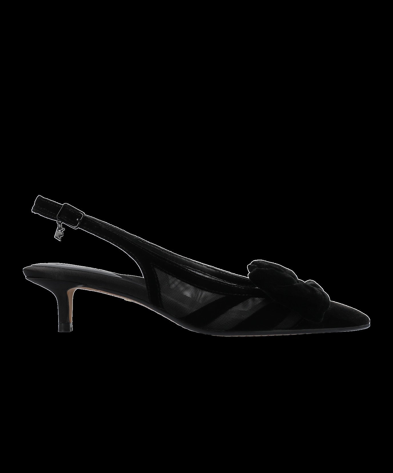 The Goldfinch Kitten Heel - Black Velvet Mesh