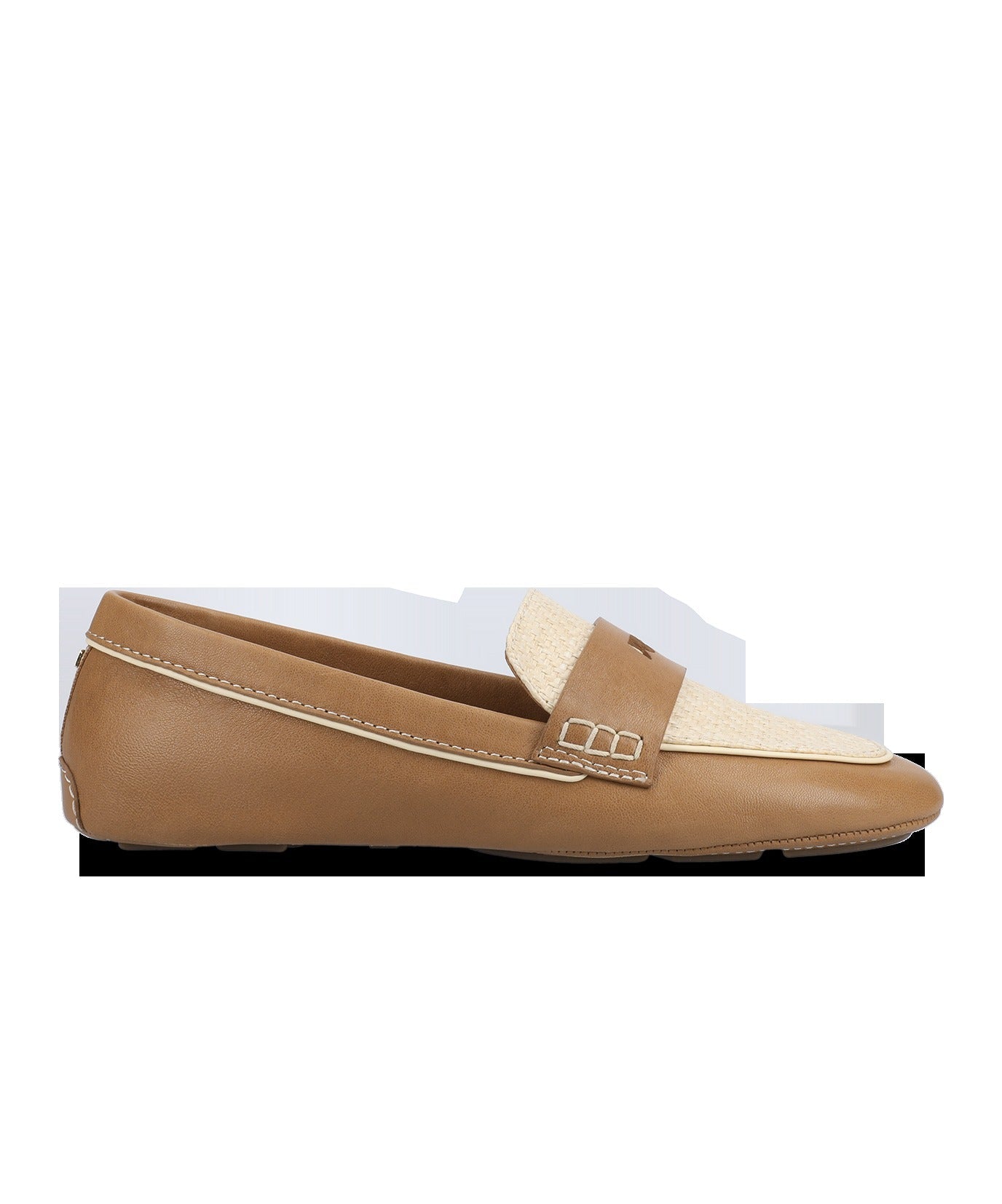 The Vesper Driver - Cappuccino Leather Raffia