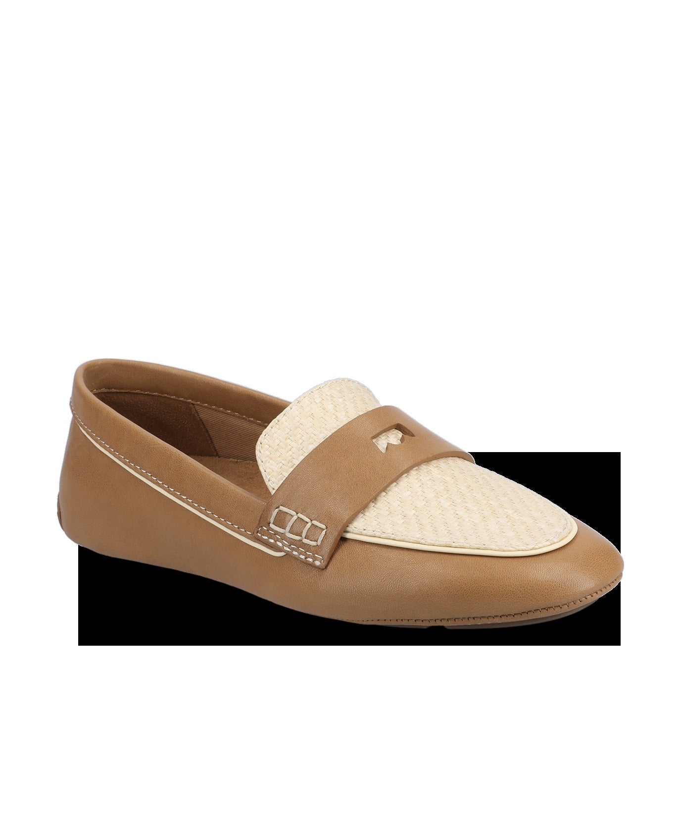The Vesper Driver - Cappuccino Leather Raffia