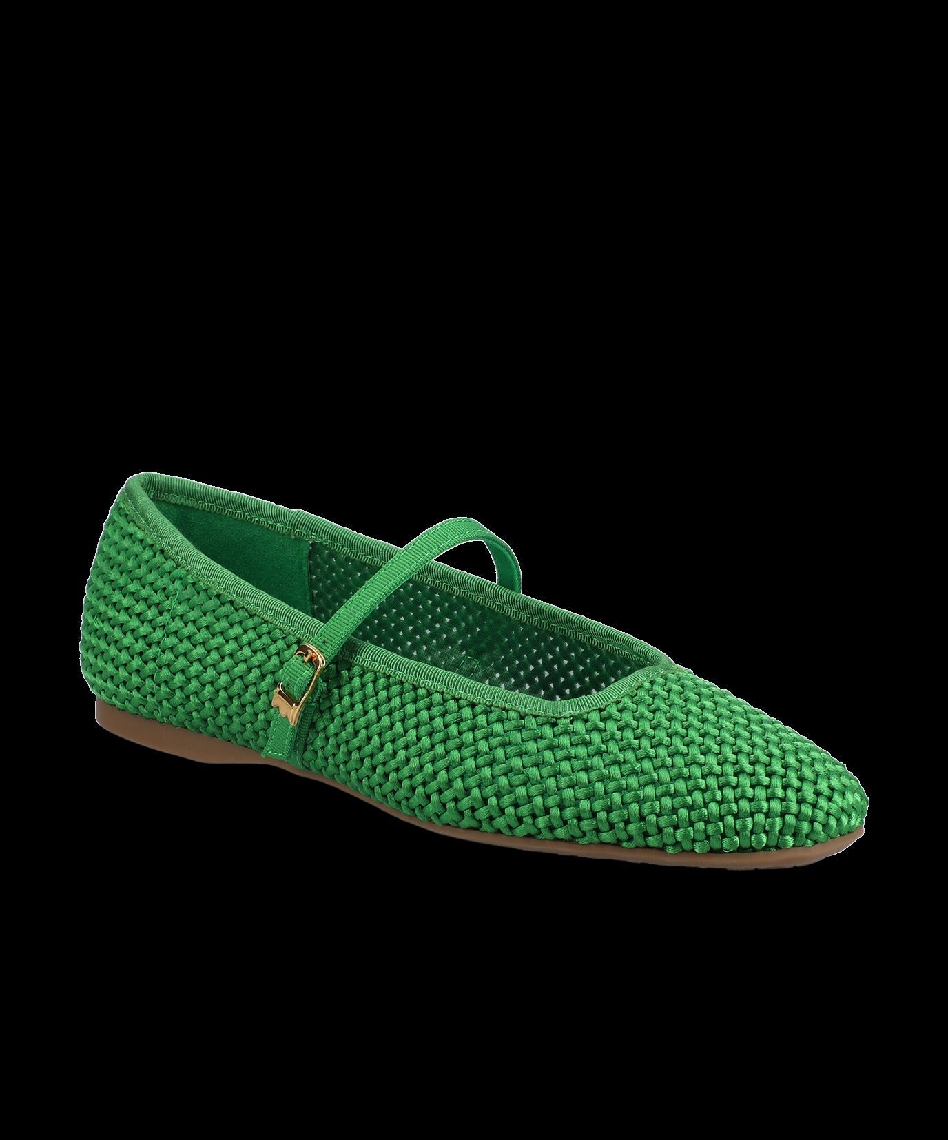 The Hummingbird Mary Jane - Kelly Green Woven Satin